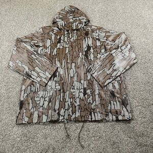 VTG Trebark Camo Jacket Mens M Vinyl Hood  Windbreaker Rain Coat Hunting 80s 90s